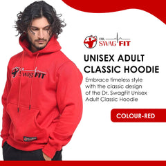 Dr. SwagFit Unisex Adult Classic Red Hoodie, Fleece Hoodie Jacket for Men and Women, Casual, Warm, Hooded Sweatshirt Pullover