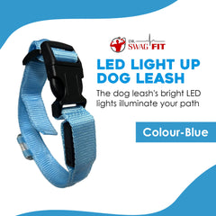 Dr. SwagFit LED Light Up Dog Leash, USB Rechargeable And Waterproof Leash, High Visibility, Small Size Illuminated for Night Walking, Glow in The Dark Light Up Dog Collar