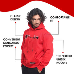 Dr. SwagFit Unisex Adult Classic Red Hoodie, Fleece Hoodie Jacket for Men and Women, Casual, Warm, Hooded Sweatshirt Pullover