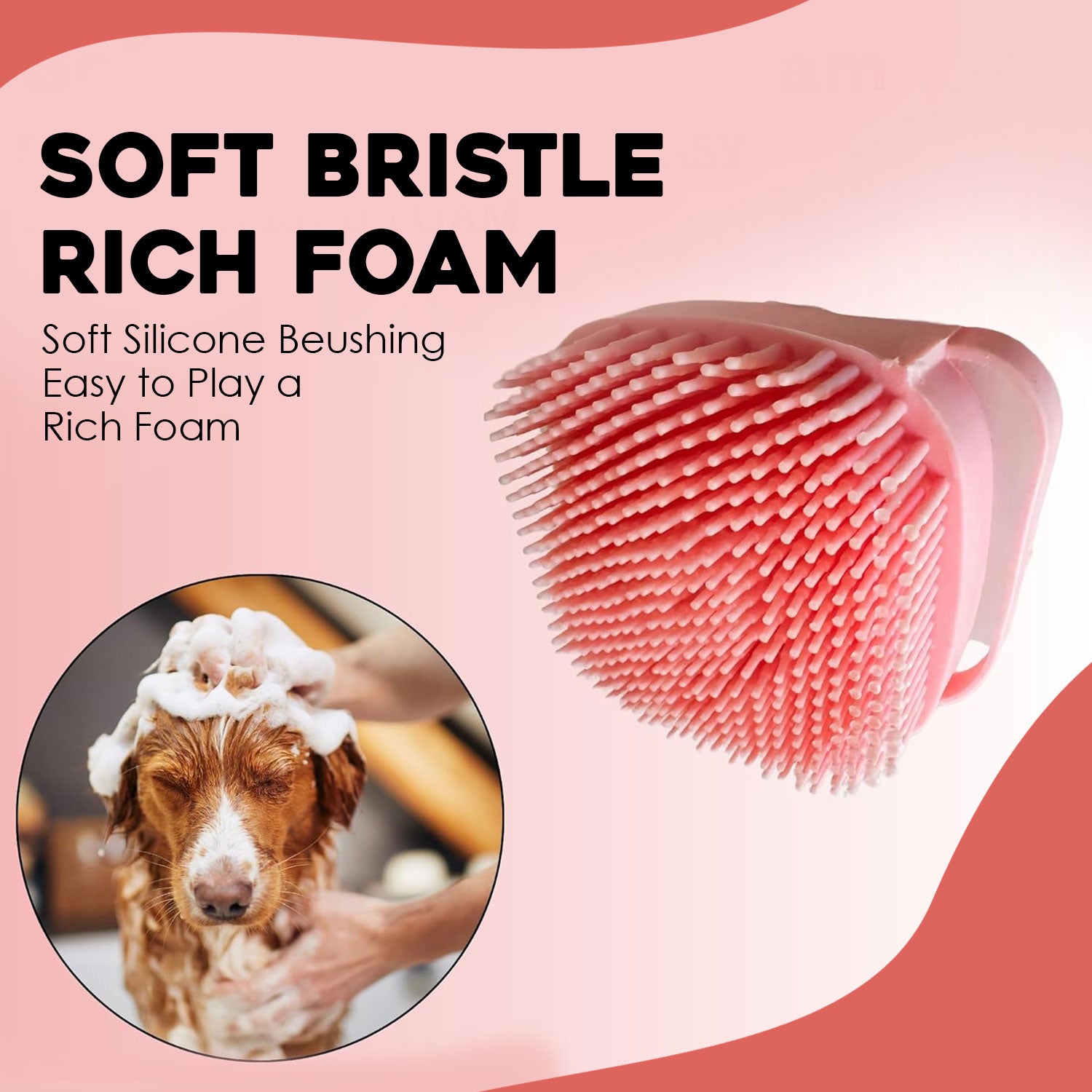 Dr. Swag Fit Pet Massage Brush, Multi-Purpose Grooming Tool for Pet with an Ergonomic Handle and Soft Silicone Circulation-Improving Grooming Tool, Ideal for Shedding Control, Stress Reduction