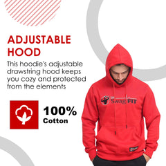 Dr. SwagFit Unisex Adult Classic Red Hoodie, Fleece Hoodie Jacket for Men and Women, Casual, Warm, Hooded Sweatshirt Pullover