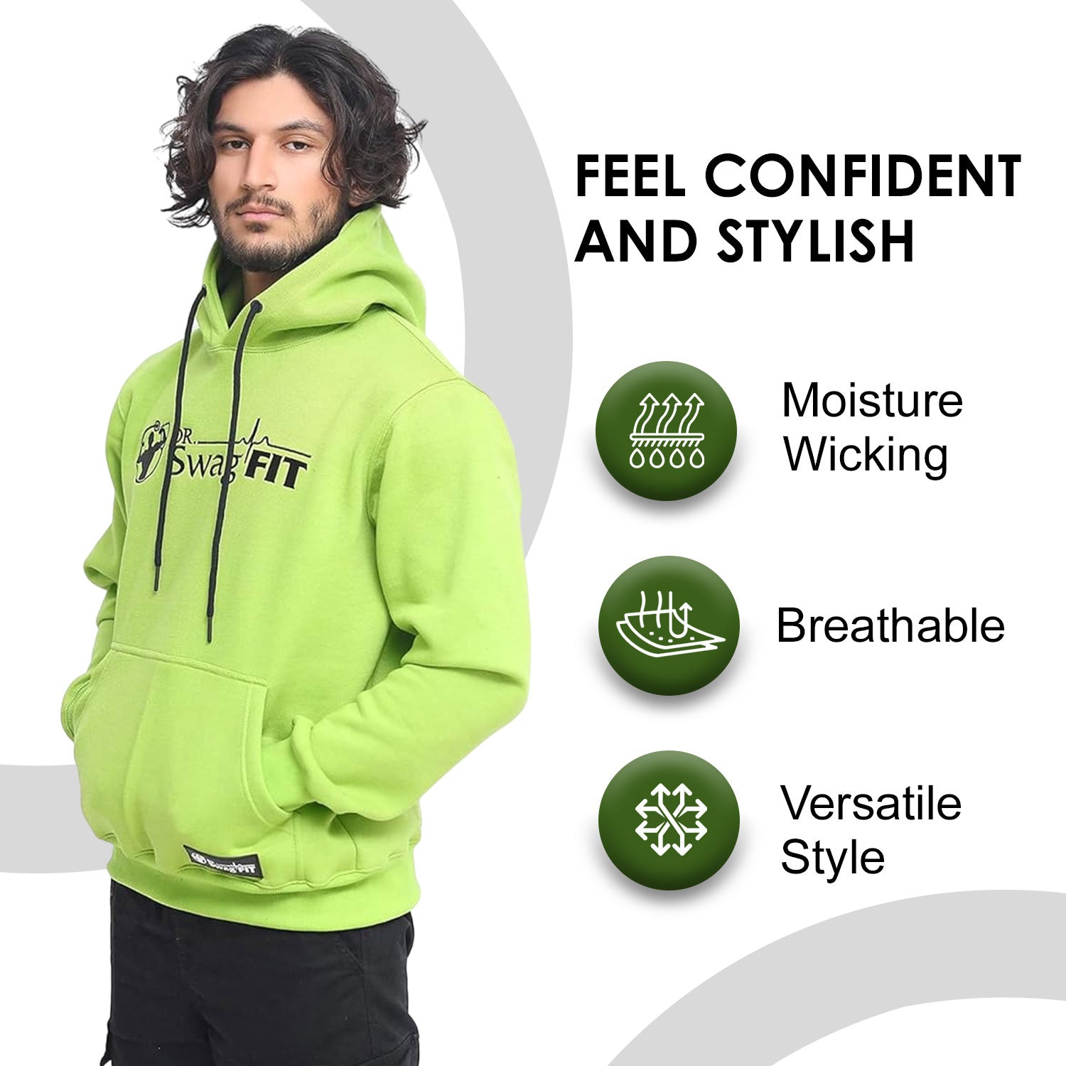 Dr. SwagFit Unisex Adult Classic Green Hoodie, Fleece Hoodie Jacket for Men and Women, Casual, Warm, Hooded Sweatshirt Pullover