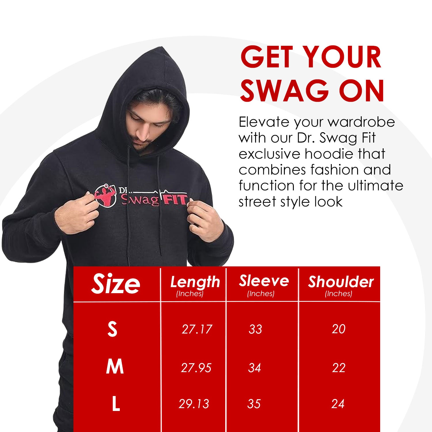 Dr. SwagFit Unisex Adult Classic Hoodie, Fleece Hoodie Jacket for Men and Women, Casual, Warm, Hooded Sweatshirt Pullover